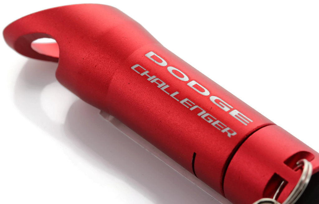 Red Challenger Mini Flashlight LED Bottle Opener Key Chain - Click Image to Close